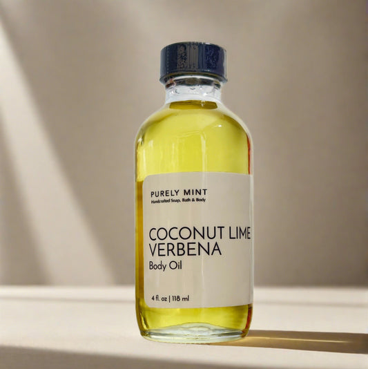 4 oz body oil in glass bottle, screw top. Advertising style shot, soft sun shadow, empty penthouse, scandinavian minimalism, neutral warm, detailed