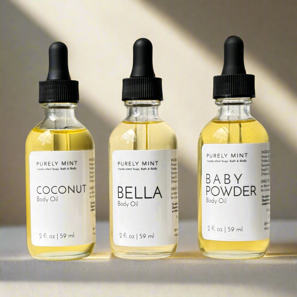 3 small body oils in glass bottles with black dropper tops, white labels, advertising style shot, soft sun shadow, empty penthouse, scandinavian minimalism, neutral warm, detailed.