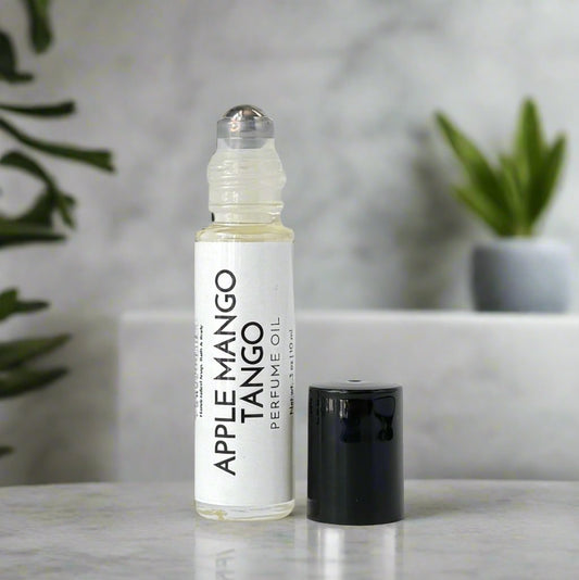 Perfume Roller, White label, metal ball, black top, in a modern bathroom, marble, luxury, spa, plants, commercial advertising photography