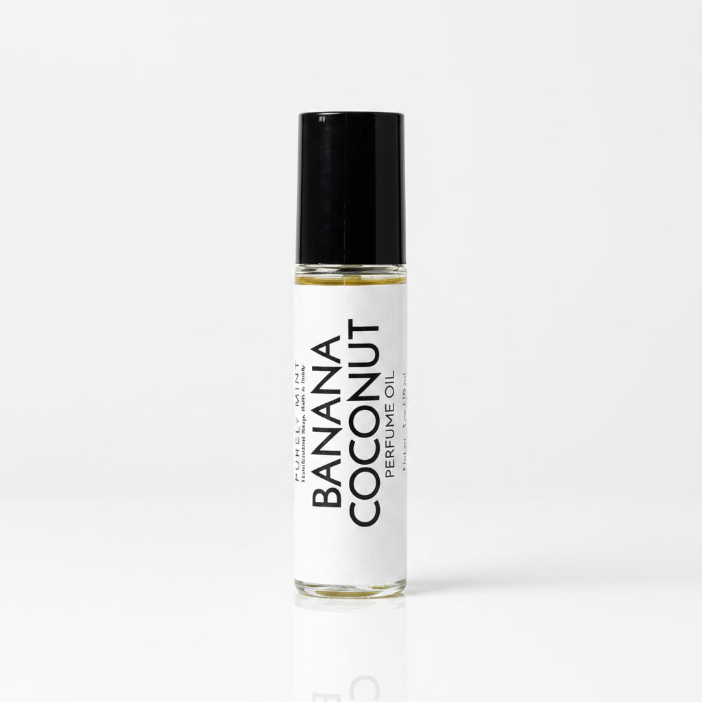 Perfume roller, whitr lable, black top, white reflective seamless backdrop