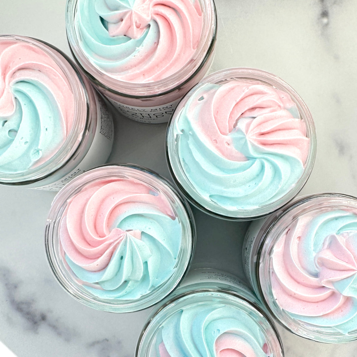 Pink and blue Cotton Candy Body Butter Swirled Tops