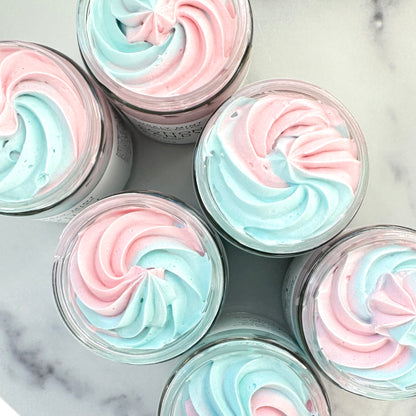 Pink and blue Cotton Candy Body Butter Swirled Tops