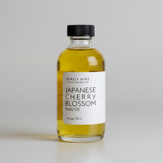 Bottle of Japanese Honey Blossom on a light gray seamless backdrop